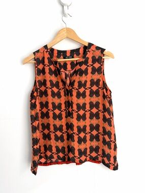 Nic+Zoe - Resortcore Sheer Printed Sleeveless Blouse - Size M